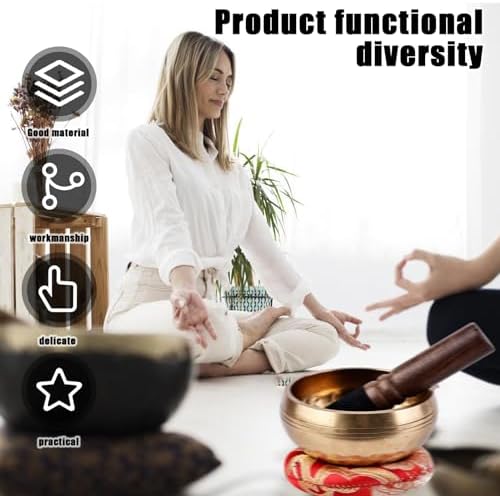 Bol chantant tibétain - Diamètre : 8 cm - Avec coussin pour bol chantant tibétain - Pour la relaxation et la méditation - Image 4