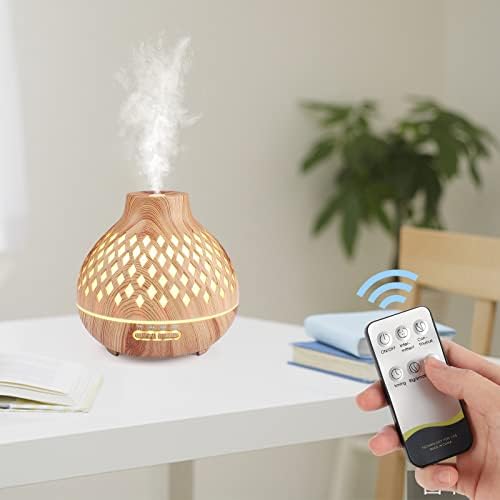 Czemo Diffuseur d'Huiles Essentielles 400ML, Diffuseur de Parfum Electrique avec Télécommande Humidificateur Ultrasonique Diffuseur Aromathérapie pour la Maison, Yoga (Bois #2) - Image 5