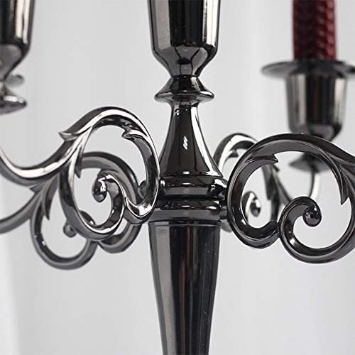 Queta Chandelier Bougeoir en Métal Style d'Europeen Chandelier de Mariage CandéLabre pour Noël Cadeau d'Aniversare Décor à la Maison (Noir) - Image 4
