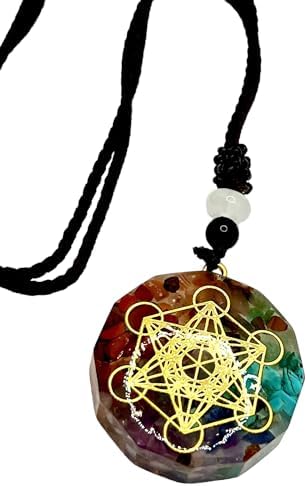 7 chakras Collier Orgonite Yoga Méditation Pendentif Cube de Métatron Géométrie Sacrée Talisman de la Richesse Amulette Mystique Porte-bonheur Potentissimo Accessoire Auto Idée Cadeau Homme Femme - Image 2