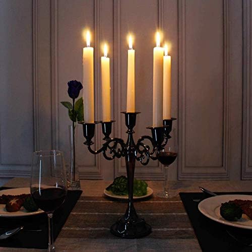 Queta Chandelier Bougeoir en Métal Style d'Europeen Chandelier de Mariage CandéLabre pour Noël Cadeau d'Aniversare Décor à la Maison (Noir) - Image 8