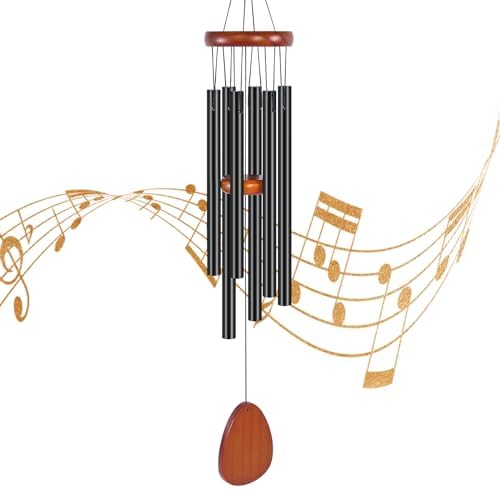 CasaCulina Carillon éolien en aluminium pour extérieur, 63,5 cm, ambiance zen, carillon éolien, ton profond et apaisant, carillon à vent pour extérieur, terrasse, porche, décoration à suspendre,