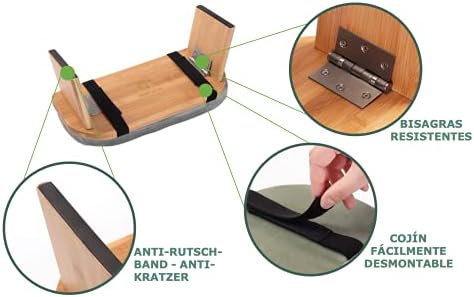 Tortuga - Banc de méditation - 100% Bambou Biologique - 46x18x15cm - Crème - Pack Complet: Sac de Transport, Coussin Confortable - Tabouret de méditation Ergonomique Pliable - Améliore la Posture - Image 5