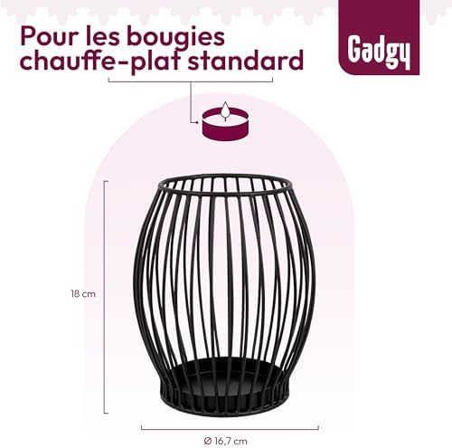 Porte-Bougie Gadgy Noir - Grand photophore pour Bougies - Porte-Bougie Noir - Lanterne de décoration pour Salon - Décoration de Bougies en métal - Lanterne Noire - 16,7 x 18 cm - Image 6