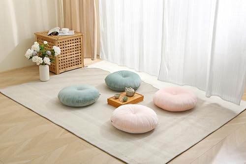 MolynnChic Floor Pillow Coussin de méditation rond et grand coussin de sol, en velours épais, pour yoga, salon, balcon, extérieur, tatami, 40 cm, rose - Image 5