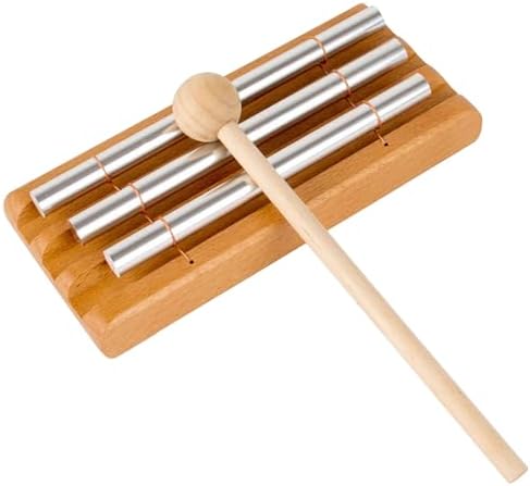 Newwyt Carillon de méditation Trios de Pleine Conscience Cloches à Main avec maillet, 3 Tons Instrument de Percussion Professeur Prière Yoga Musique Cadeau