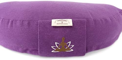 sei Design Coussin de Yoga, de méditation, en Demi-Lune, avec Rembourrage en cosses de Sarrasin, Grand Coussin de Sol, Coussin de méditation, 46 x 25 x 10 cm, Violet - Image 7