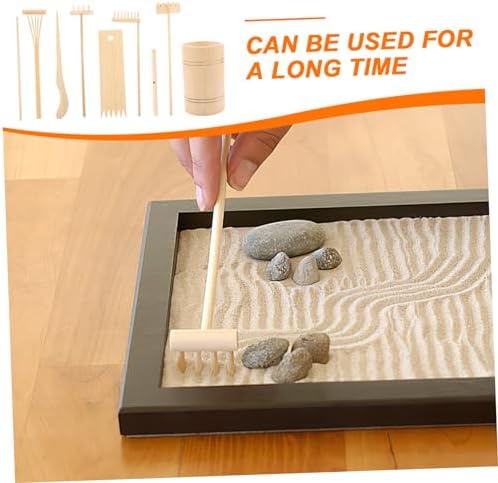 POPETPOP 1 Jeu Ensemble d'outils Zen Ornements de Jardin Shinto kit Jardin Zen Jardin Zen Cercueil Méditation Accessoires Décoration Jardin Zen Outil de râteau Artisanat de râteau en Bois - Image 9