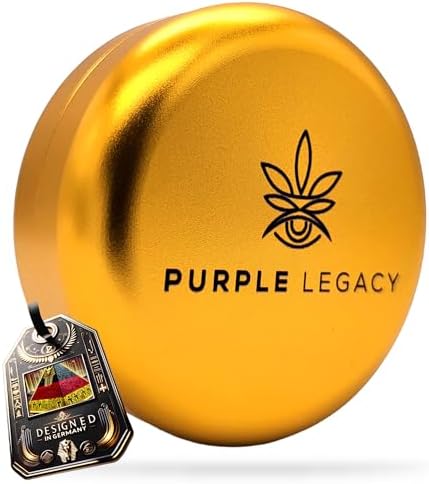 PURPLE LEGACY Boîte en aluminium - étanche à l'air et étanche - 5 couleurs - Parfaite pour la poudre, les herbes, les pilules et le thé - 5,5 x 2,4 cm - 44 g (doré)