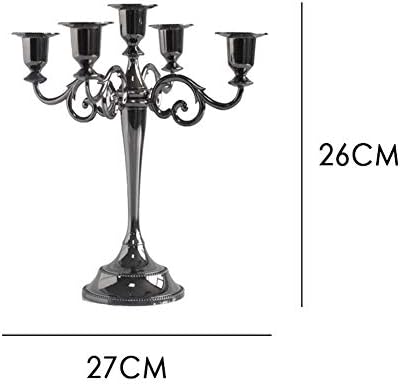 Queta Chandelier Bougeoir en Métal Style d'Europeen Chandelier de Mariage CandéLabre pour Noël Cadeau d'Aniversare Décor à la Maison (Noir) - Image 2