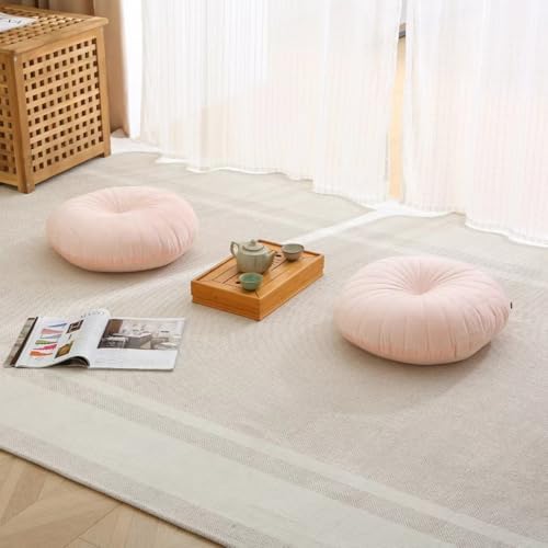 MolynnChic Floor Pillow Coussin de méditation rond et grand coussin de sol, en velours épais, pour yoga, salon, balcon, extérieur, tatami, 40 cm, rose - Image 3