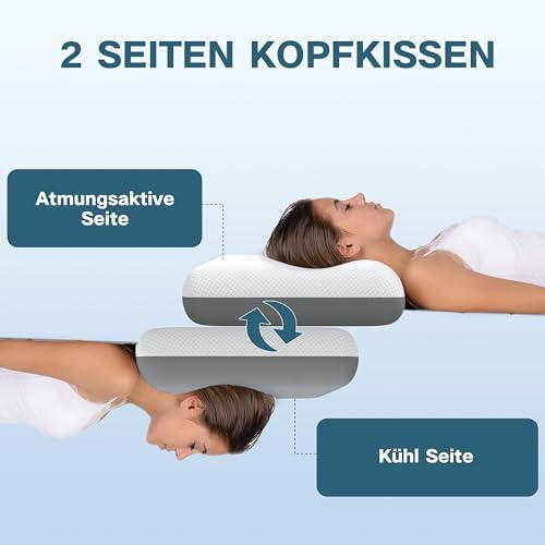 MOLPHIT Coussin en mousse à mémoire de forme en gel à mémoire de forme, 70 x 40 cm, coussin rafraîchissant pour dormir sur le côté, le dos et le ventre, coussin de nuque pour dormir, oreiller - Image 2
