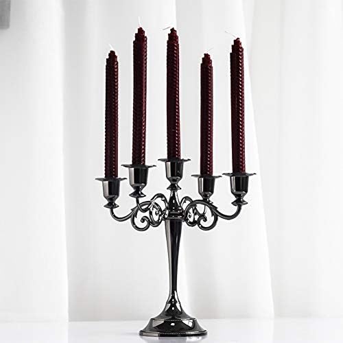 Queta Chandelier Bougeoir en Métal Style d'Europeen Chandelier de Mariage CandéLabre pour Noël Cadeau d'Aniversare Décor à la Maison (Noir) - Image 6