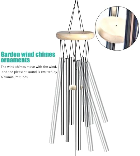 Carillons Éoliens Décoratifs D'extérieur, Métal Carillon à Vent Cloches à Vent Sonnette à Vent Suspendu, Carillon Bells en Plein Air avec 6 Tube en Aluminium pour Décor de Jardin Balcon Patio Maison - Image 6
