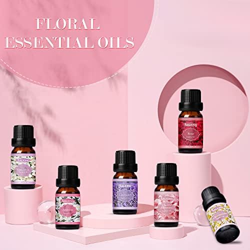 Salking Floral Huiles Essentielles, 6x10ml 100% Huile Essentiellle Bio pour diffuseurs, humidificateurs, massage, lavande, rose, jasmin, camomille, garddénia, fleurs de Cerisier - Image 2
