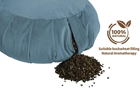 Chouette sensorielle coussin de méditation yoga zafu en velours rempli de grains de sarrasin rond hauteur d'assis 18 cm diamantre 35 "2,5 kg vert bouddhiste - Image 5