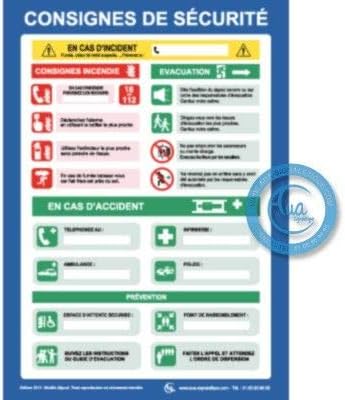 AUA SIGNALETIQUE - Consignes Générales de Sécurité - PVC 1,5 mm, A5 : 150x210 mm