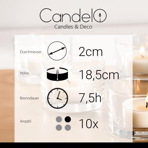 V Candelo Set de 10 bougies de table - Bougie blanche - 18,5 cm 7,5 heures de durée de combustion - Bougies coniques pour chandeliers et lustres - Bougies chandeliers bougies en bâton - Image 2