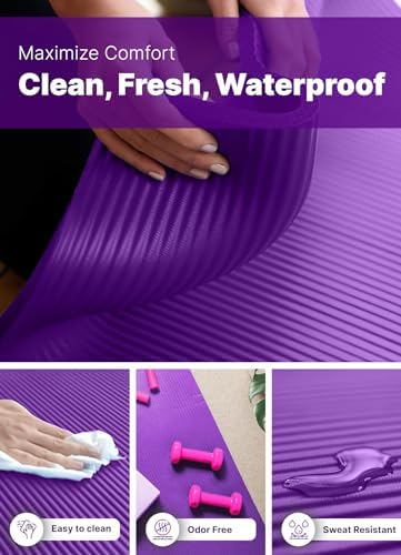 Romix Tapis Yoga, 15 mm Epais Haute Denté Antidérapant écologique Gymnastique Yoga Mat, Premium Léger Non Toxique Sol Tapis De exercice pour gym Fitness Méditation Pilates Sport Camping Voyage - Image 5