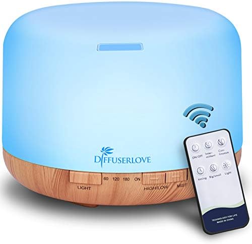 Diffuserlove Diffuseur d'Huiles Essentielles Electrique 500ML Télécommande Arômes Humidificateurs avec Design Muet, Minuterie et Arrêt Automatique sans Eau pour Bureau Salon, LED - Image 8