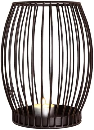 Porte-Bougie Gadgy Noir - Grand photophore pour Bougies - Porte-Bougie Noir - Lanterne de décoration pour Salon - Décoration de Bougies en métal - Lanterne Noire - 20 x 23 cm