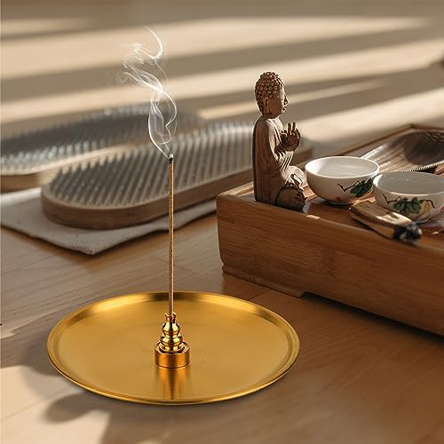SLKIJDHFB Porte-encens 3 en 1, brûleur d'encens en Laiton avec récupérateur de Cendres en Alliage de 14 cm, idéal pour la Salle de Yoga, la Salle de méditation et Le Salon - Image 7