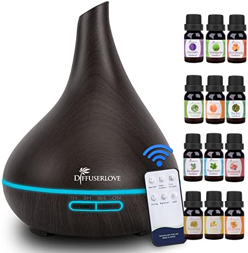 Diffuserlove 500 ml Diffuseur d'Huiles Essentielles Electrique Aromathérapie Humidifificateur Vaporisateur d'Huile Parfume, a mené 7 Couleur