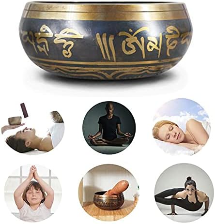 Bol chantant, MKNZOME 3.15'' bol chantant tibétain fabriqué à la main avec pierres de chakra Bol sonore de méditation pour thérapie sonore tibétaine,guérison, yoga, Soulagement de Stress et Anxiété - Image 7