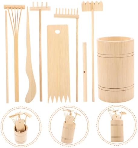 POPETPOP 1 Jeu Ensemble d'outils Zen Ornements de Jardin Shinto kit Jardin Zen Jardin Zen Cercueil Méditation Accessoires Décoration Jardin Zen Outil de râteau Artisanat de râteau en Bois - Image 4