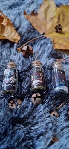 Coffret 3 Fioles de Potion pour Rituels - Sortilèges - Elixirs - Esotérisme - en Verre Imagées