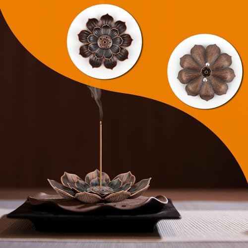 2pcs porte encens de lotus en laiton, 6 x 1 cm Brûleur d'Encens en bâton, support Encens, 6 trousseur collecteur de cindres pour la Maison Bureau Yoga Salle - Image 3