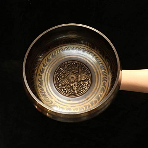 ZYuan Bol Chantant Artisanal，20 cm Bol Musical Tibétain avec Maillet et Coussin, pour Yoga Méditation Prière Relaxation Soulagement de Stress et Anxiété Guérison par Chakra Décoration de Maison - Image 4