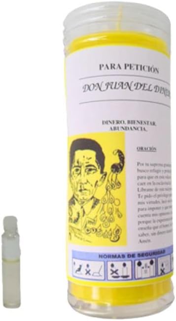 Velón pour pétition Don Juan de l'argent avec huile consacrée rituelle avec prière économique