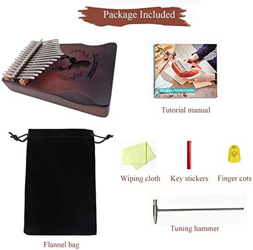 BelonLink Kalimba 17 Clés Pouce Piano, avec instructions d'étude, Tuning Hammer, Portable sac, bois Acajou, Haute Qualité pour Les enfants adultes débutants, Cadeau Musical (Marron) - Image 6