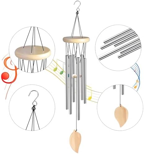 Carillons Éoliens Décoratifs D'extérieur, Métal Carillon à Vent Cloches à Vent Sonnette à Vent Suspendu, Carillon Bells en Plein Air avec 6 Tube en Aluminium pour Décor de Jardin Balcon Patio Maison - Image 3