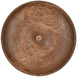 SAMHITA Bol d'encens rond en bois, porte-encens, récupérateur de cendres pour décoration de maison, bureau, club, aromathérapie (12,7 x 12,7 x 2,5 cm) - Image 4