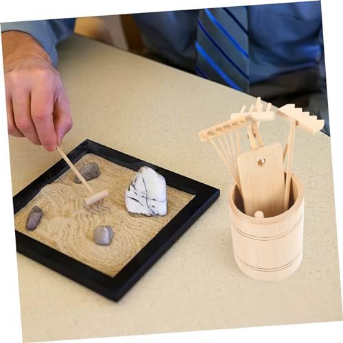 POPETPOP 1 Jeu Ensemble d'outils Zen Ornements de Jardin Shinto kit Jardin Zen Jardin Zen Cercueil Méditation Accessoires Décoration Jardin Zen Outil de râteau Artisanat de râteau en Bois - Image 8