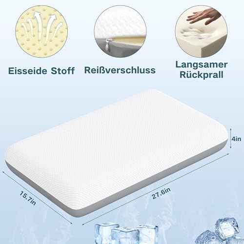 MOLPHIT Coussin en mousse à mémoire de forme en gel à mémoire de forme, 70 x 40 cm, coussin rafraîchissant pour dormir sur le côté, le dos et le ventre, coussin de nuque pour dormir, oreiller - Image 4
