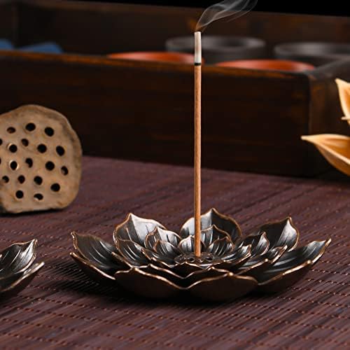 SLKIJDHFB Porte-Encens de Lotus en Laiton Brûleur d'Encens en Bâton Porte-Brûleur d'Encens à Cône avec Capteur de Cendres - Image 4