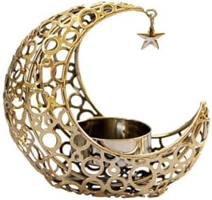 Zalati Bougeoir en forme de croissant de lune en métal pour décoration romantique de la maison