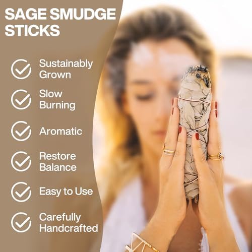 BBLTIFF Sauge Blanche Purification a Bruler, 6 Pièces Sauge Blanche de 10-11cm et 6 Pièces Batons Palo Santo, Encens Naturel à Bruler Anti Stress Méditation, pour La Purification de l'air Domestique - Image 3