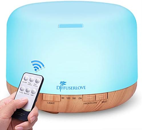 Diffuserlove Diffuseur d'Huiles Essentielles Electrique 500ML Télécommande Arômes Humidificateurs avec Design Muet, Minuterie et Arrêt Automatique sans Eau pour Bureau Salon, LED - Image 9