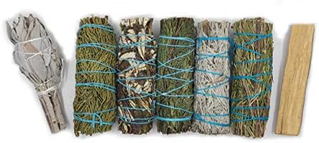 Farbenwald Set d'encens de 7 pièces, Contenant Palo Santo, Sauge Blanche, cèdre, romarin, genévrier, Sauge des prés et Yerba Santa