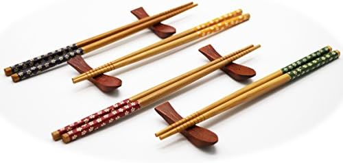 Exzact CS04 Ensemble de baguettes - 4 paires de baguettes en bambou naturel réutilisables avec 4 pcs stand de Baguettes - Image 3