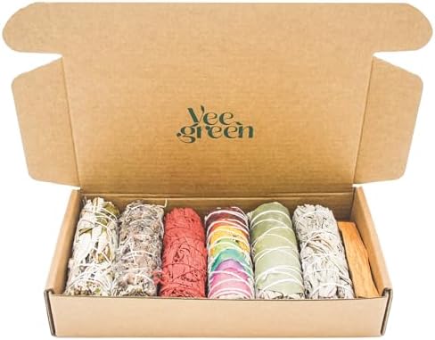 Coffret 7 Sauges & Palo Santo purification à bruler│Sauge Blanche Salvia Apiana, Sauge Sang de dragon, eucalyptus, lavande, Hierba santa, 7 chakras│Encens Naturel méditation│ Bougie et Bois de rituels