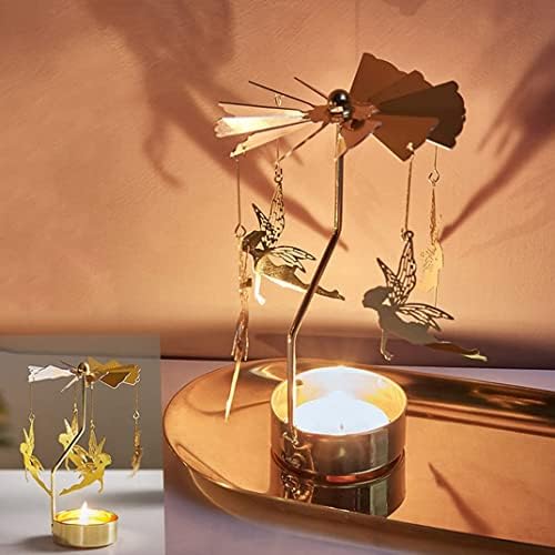 Carrousel Bougies Photophore Bougeoir Tournant Bougeoirs Chat sur Lune Rotatif Photophore Bougeoir pour Noël Décoration De Mariage - Image 6
