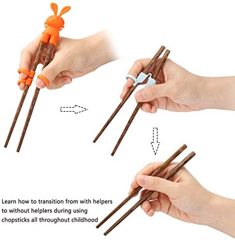 Totken 2 paires de baguettes d'apprentissage en bois pour enfants/débutants gauchers ou droitiers - avec boîte portable - Image 7