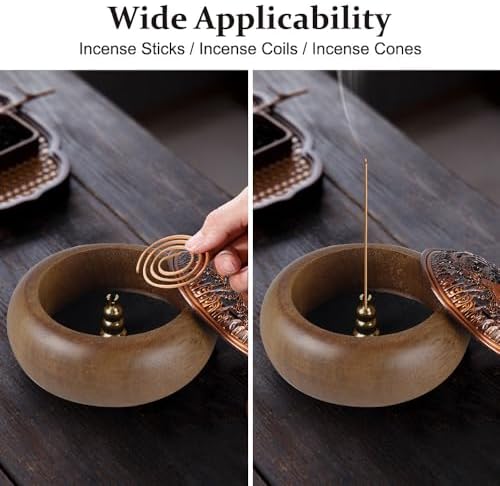 Porte-cône D'encens,Porte-bâtonnets D'encens avec Couvercle en Laiton pour Décoration Intérieure,Outils de Méditation,Outils de Yoga,Décoration Zen - Image 5
