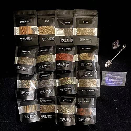 Luckxing Fournitures Et Kit Sorcellerie, Herbes Séchées Wicca, Kit Sorcellerie pour Débutant, Fournitures Sorcellerie Utilisée pour La Prière,Le Mantra,la Magie,la Sorcellerie - Image 3