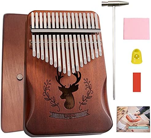 BelonLink Kalimba 17 Clés Pouce Piano, avec instructions d'étude, Tuning Hammer, Portable sac, bois Acajou, Haute Qualité pour Les enfants adultes débutants, Cadeau Musical (Marron)
